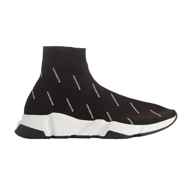 Balenciaga Speed Trainer Mid 'Logo Print' Sneakers, Black