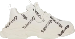 Balenciaga Wmns Triple S Logo Sneakers - White