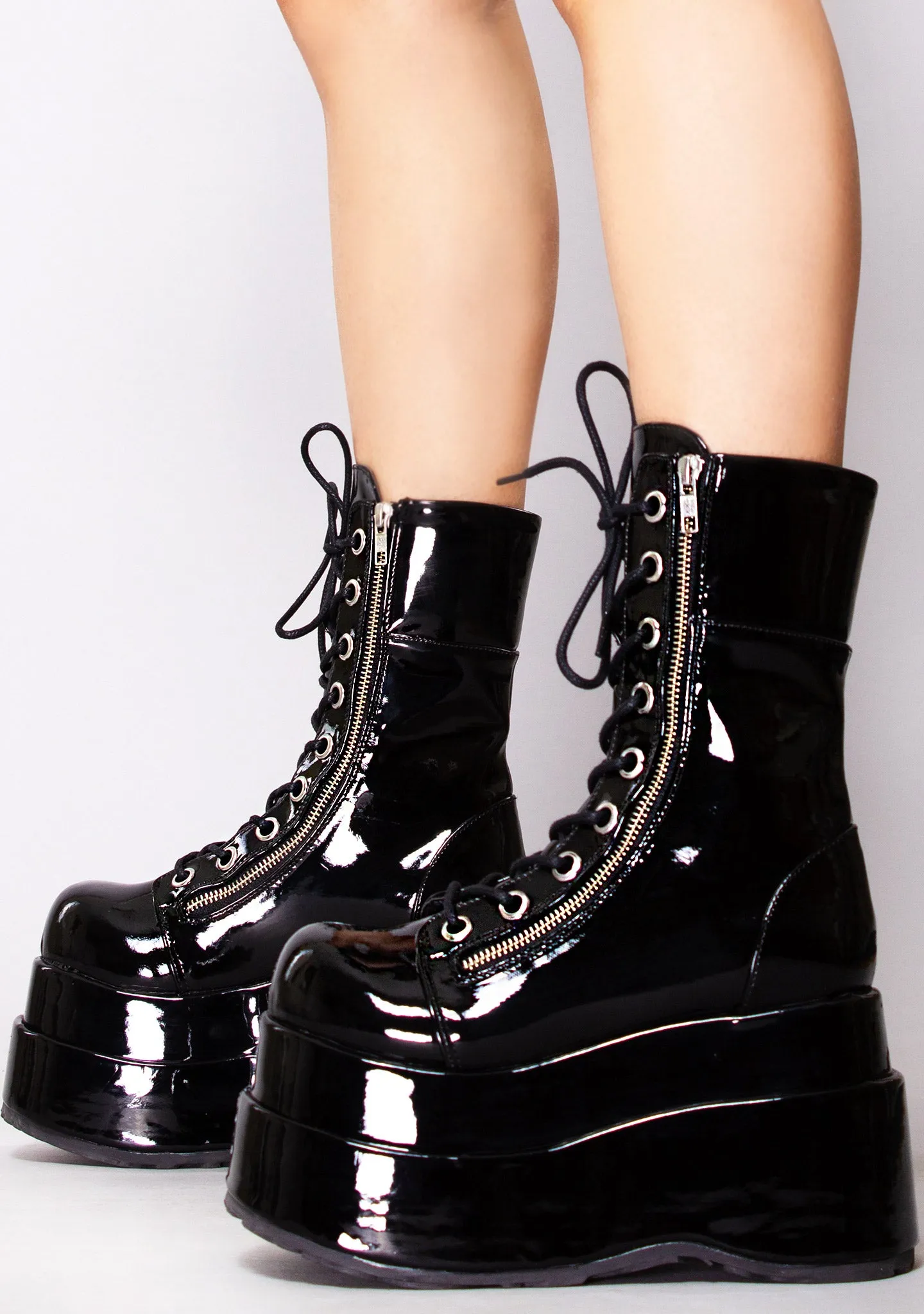 BEAR 265 Toxic Lust Patent Black Platform Boots