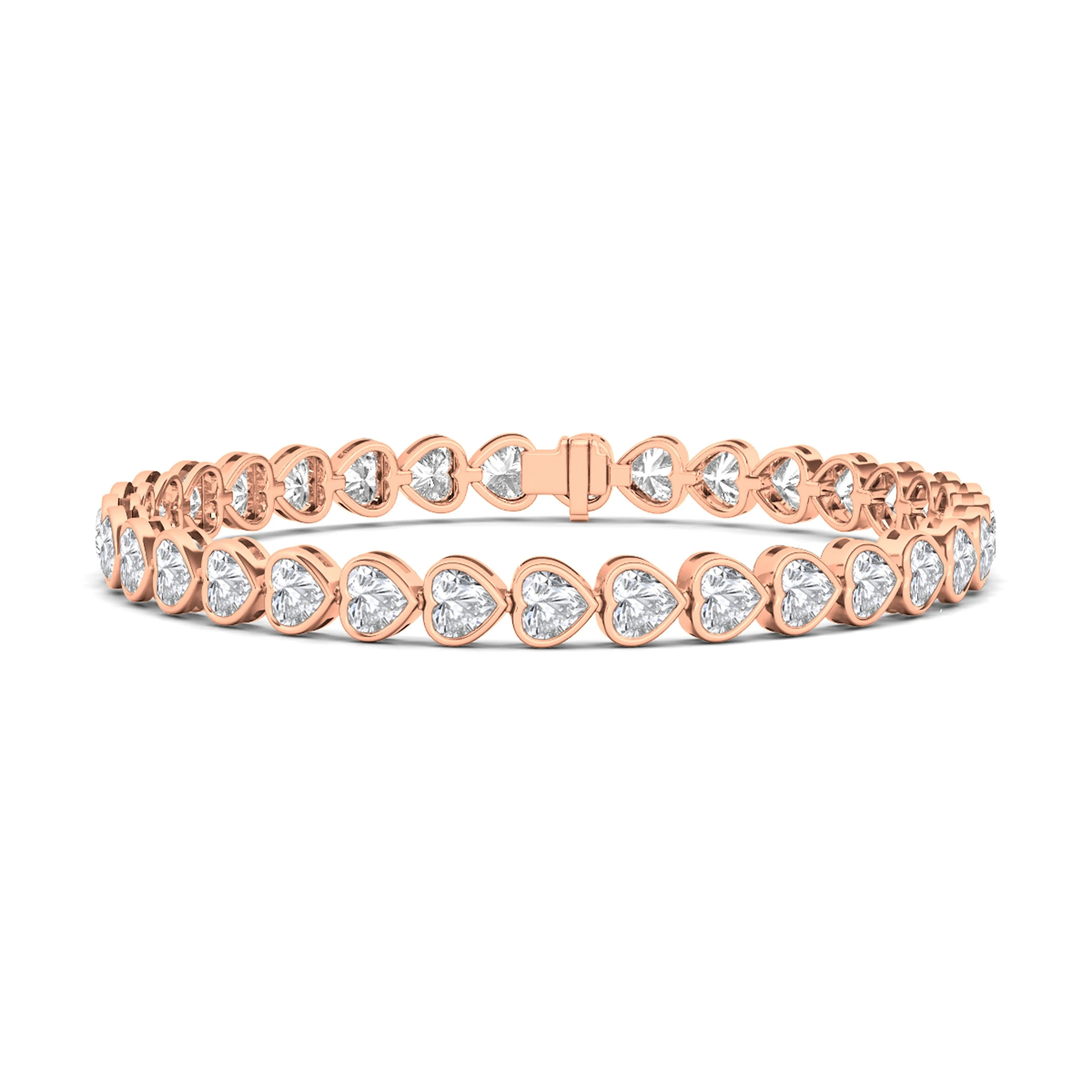 Bezel-Set Heart Diamond Bracelet