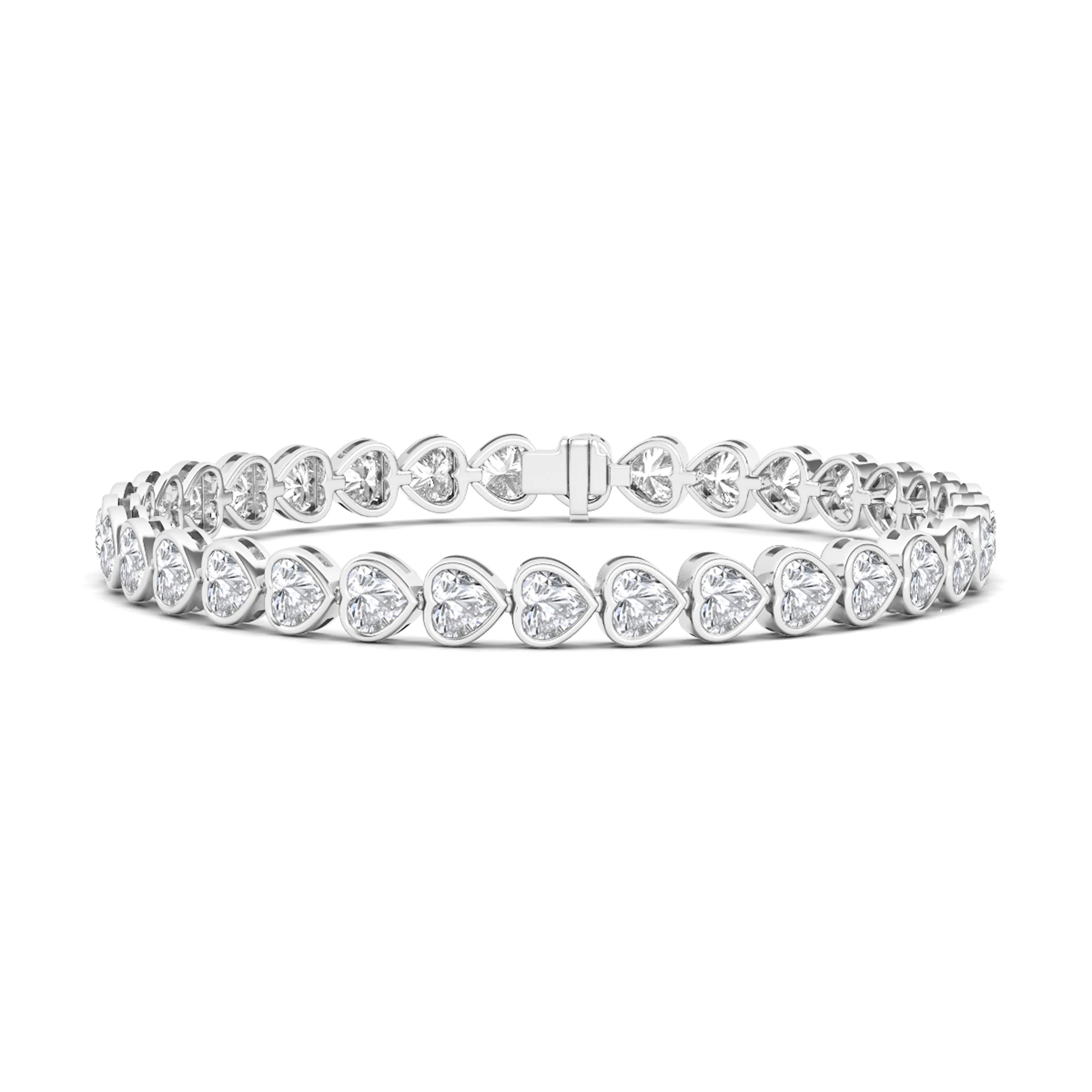 Bezel-Set Heart Diamond Bracelet