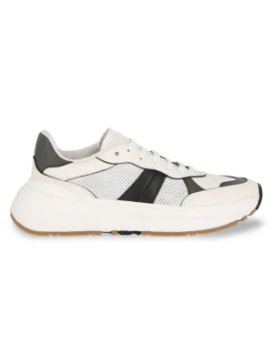 Bottega Veneta Men's Leather Speedster Sneakers, White Black