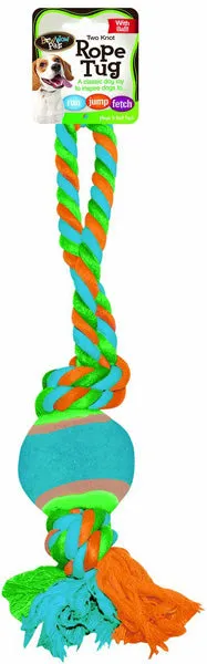 BOW WOW - Knot Rope with Tennis Ball Pull - 1 Toy