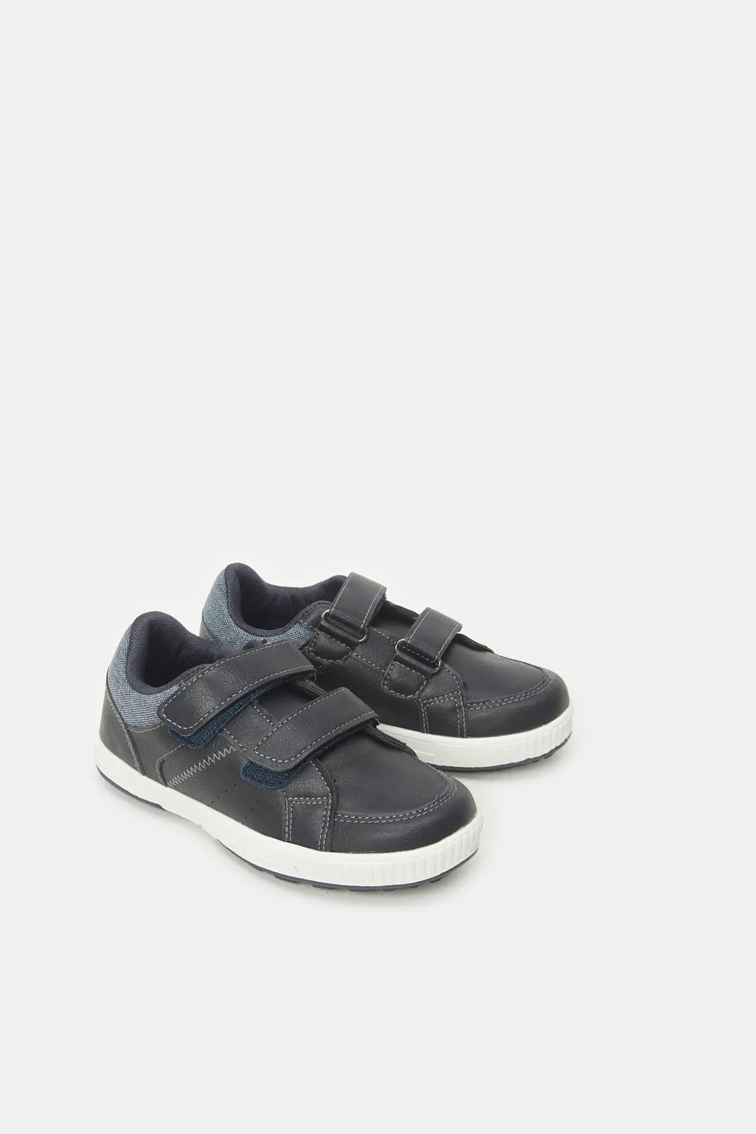 Boys Black Material Block Sneakers