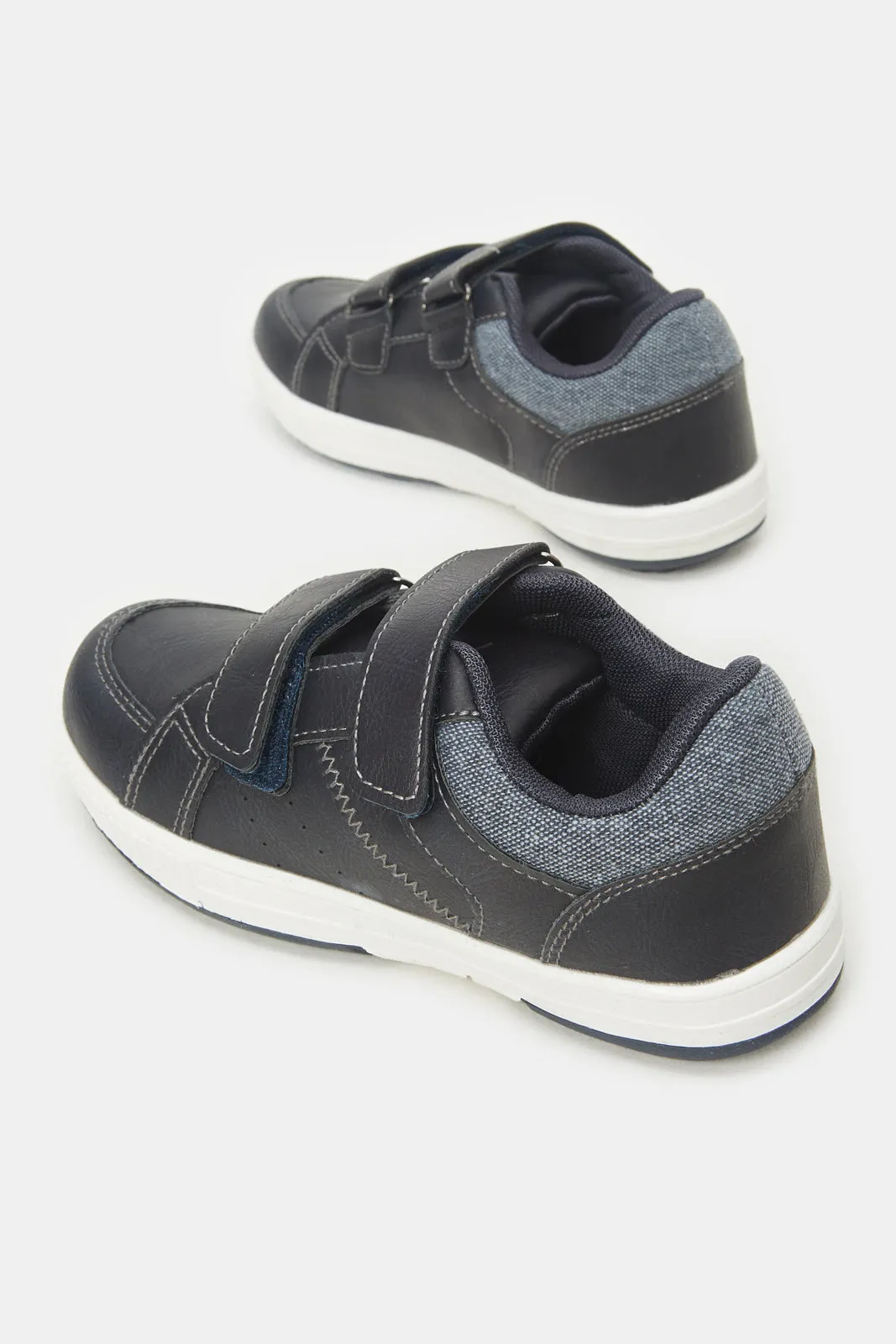 Boys Black Material Block Sneakers