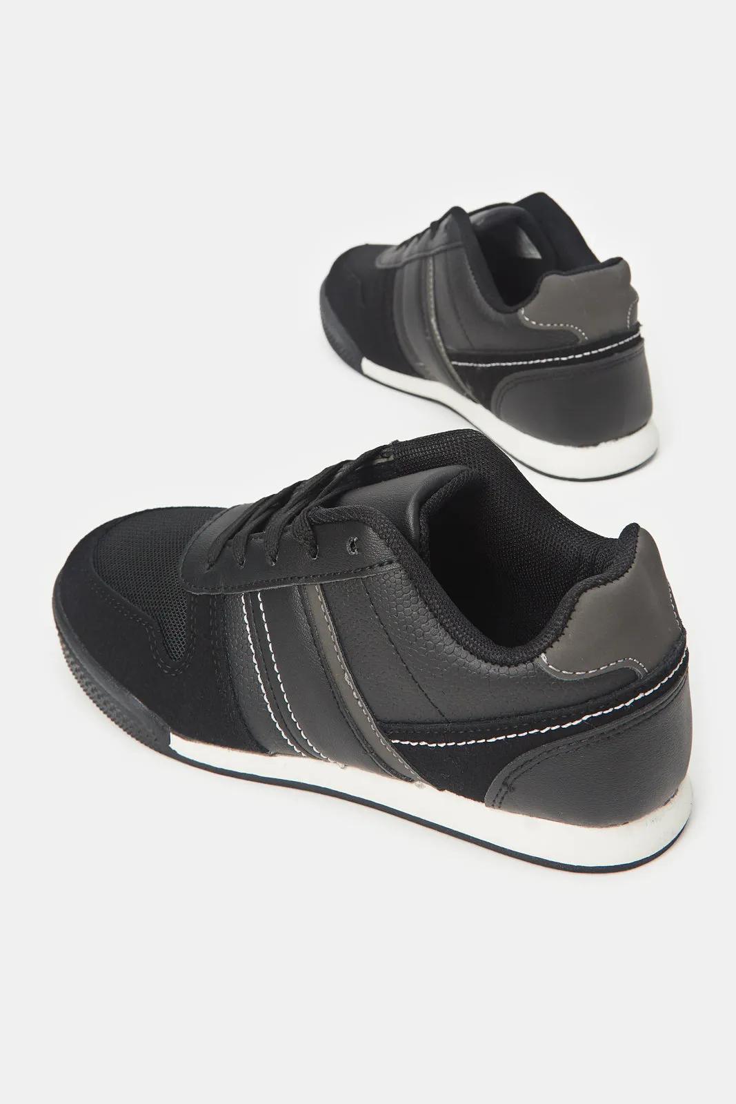 Boys Black Material Block Sneakers