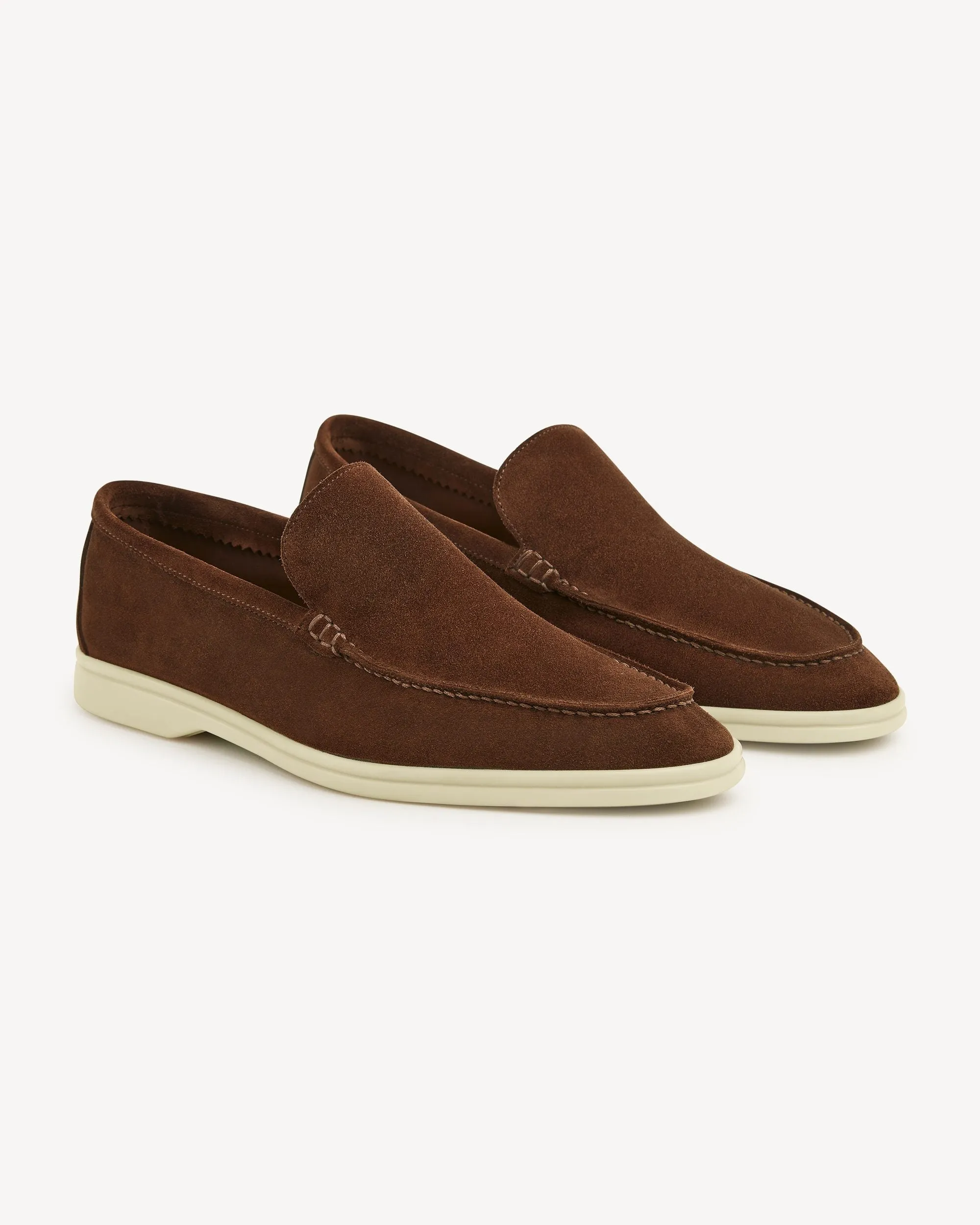 Brabion Unlined Capri Suede Loafer – Nougat Brown