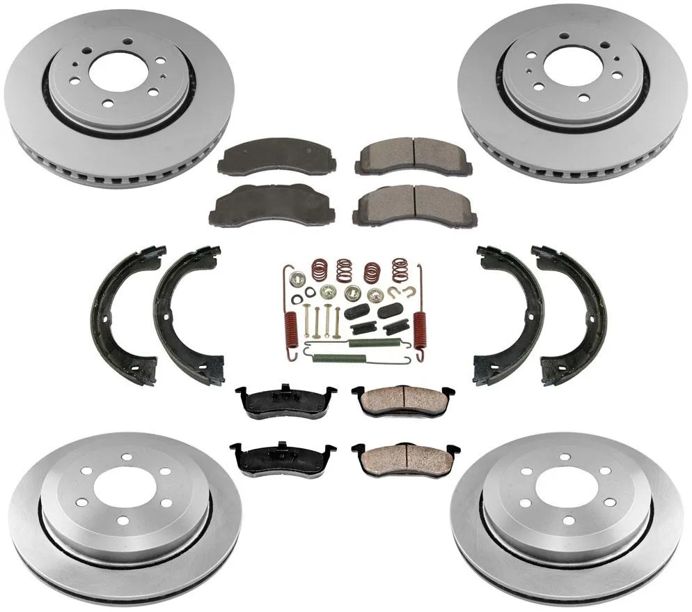 Brake Rotors & Brake Pads & Parking Shoes Spring Kit for Ford Expedition 10-17