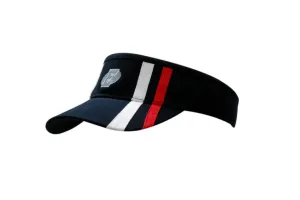 BRUSHED HEAVY COTTON VISOR WITH STRIPES ON CROWN & PEAK