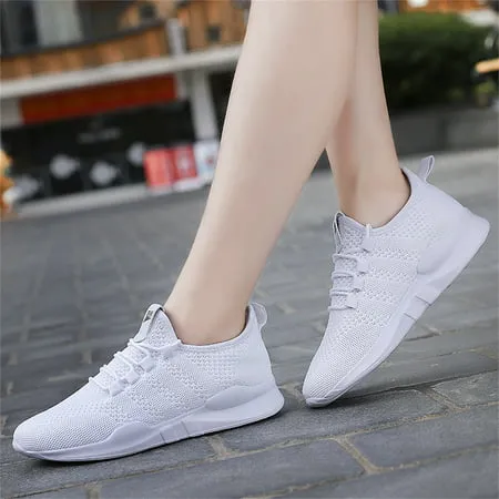 BUBUDENG Womens Athletic Walking Shoes Lightweight Slip on Casual Shoes Comfy Workout Sneakers for Indoor Gym Outdoor Running Travel, White, 9