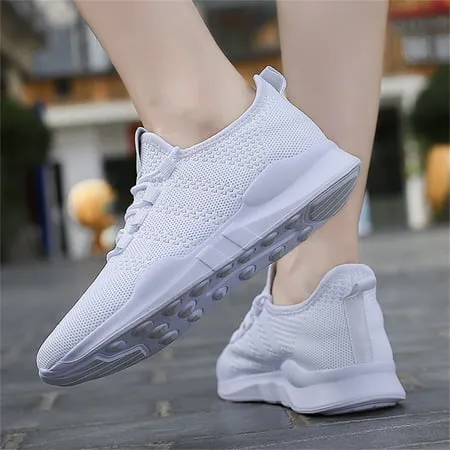 BUBUDENG Womens Athletic Walking Shoes Lightweight Slip on Casual Shoes Comfy Workout Sneakers for Indoor Gym Outdoor Running Travel, White, 9