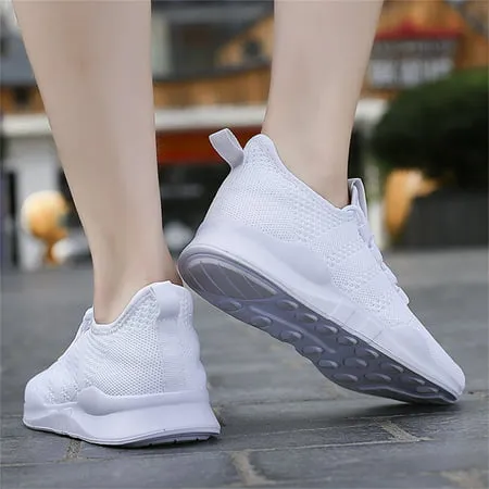 BUBUDENG Womens Athletic Walking Shoes Lightweight Slip on Casual Shoes Comfy Workout Sneakers for Indoor Gym Outdoor Running Travel, White, 9