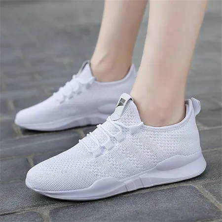 BUBUDENG Womens Athletic Walking Shoes Lightweight Slip on Casual Shoes Comfy Workout Sneakers for Indoor Gym Outdoor Running Travel, White, 9