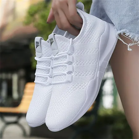 BUBUDENG Womens Athletic Walking Shoes Lightweight Slip on Casual Shoes Comfy Workout Sneakers for Indoor Gym Outdoor Running Travel, White, 9