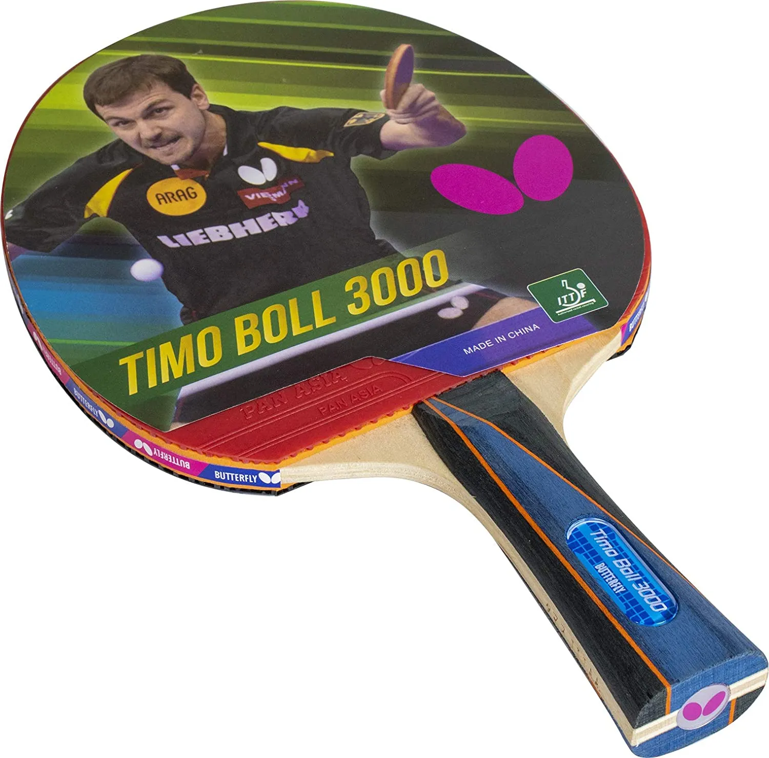 Butterfly Timo Boll 3000 Table Tennis Bat - With 2 Balls