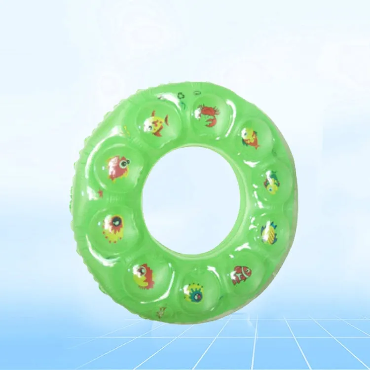 Cartoon Pattern Double Airbag Thickened Inflatable Swimming Ring Crystal Swimming Ring, Size:50 cm(Green)