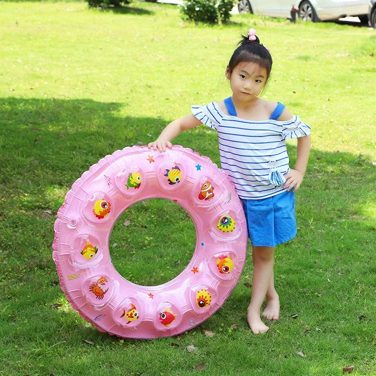 Cartoon Pattern Double Airbag Thickened Inflatable Swimming Ring Crystal Swimming Ring, Size:50 cm(Green)