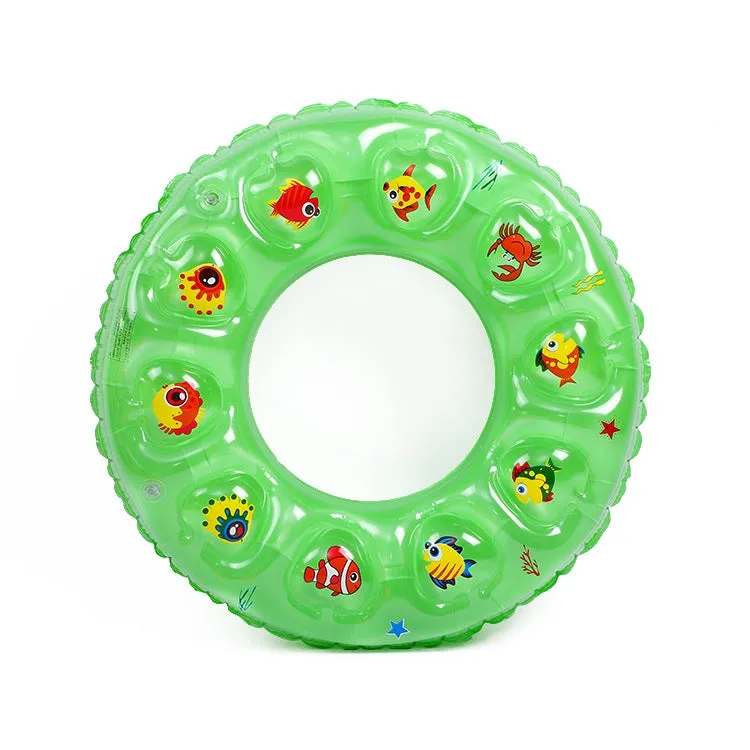 Cartoon Pattern Double Airbag Thickened Inflatable Swimming Ring Crystal Swimming Ring, Size:50 cm(Green)