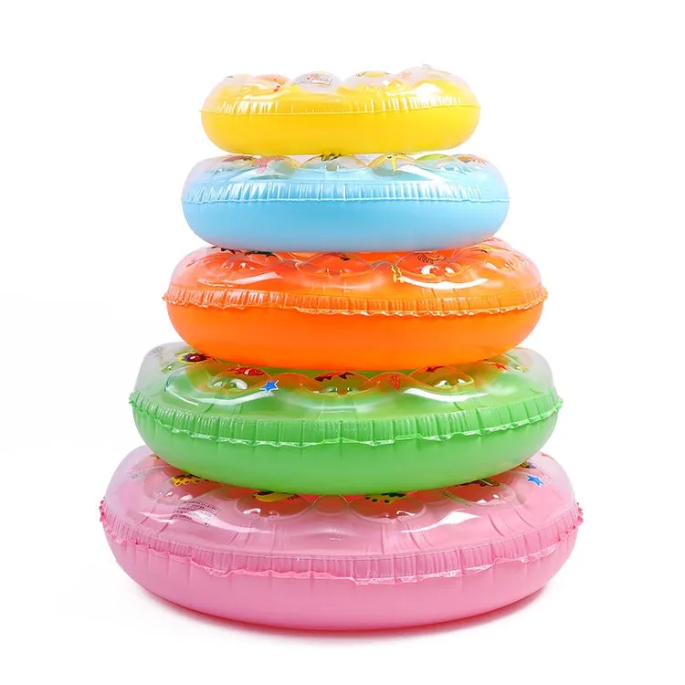 Cartoon Pattern Double Airbag Thickened Inflatable Swimming Ring Crystal Swimming Ring, Size:50 cm(Green)