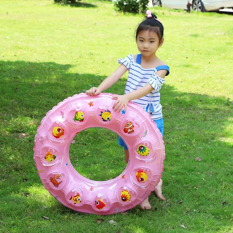 Cartoon Pattern Double Airbag Thickened Inflatable Swimming Ring Crystal Swimming Ring, Size:50 cm(Green)