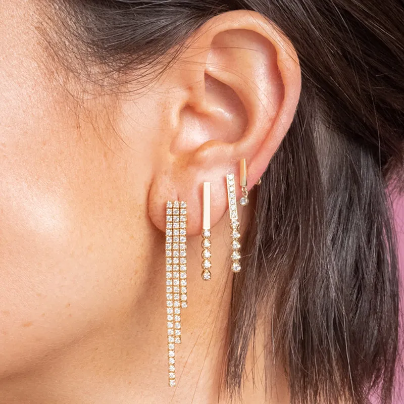 Cascading 4-Prong Diamond Tennis Studs