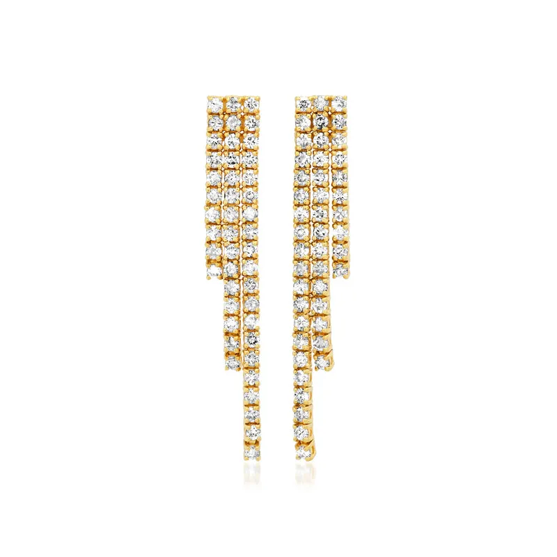 Cascading 4-Prong Diamond Tennis Studs