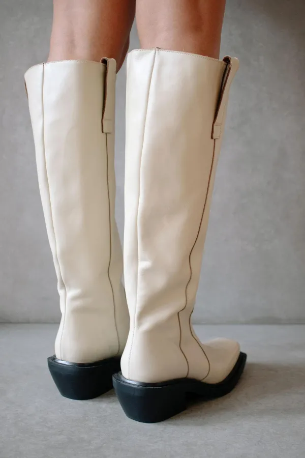 Cattle Leather Boot | Ivory