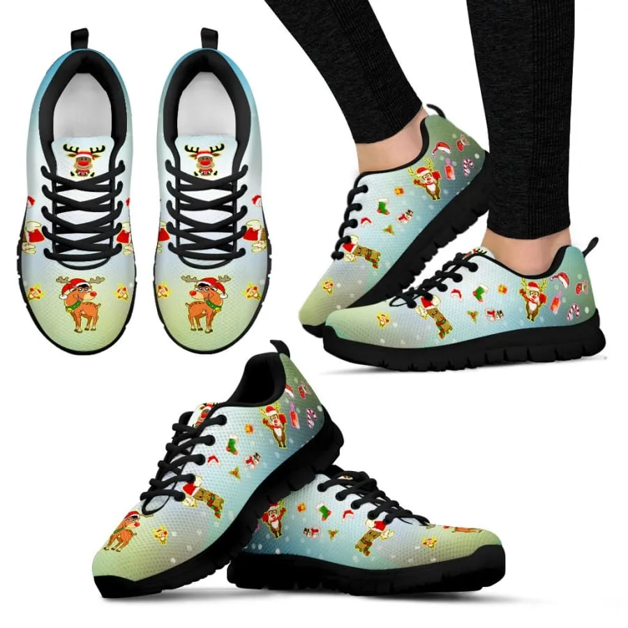 Christmas Deer Women's Sneakers|Christmas Themed Shoes