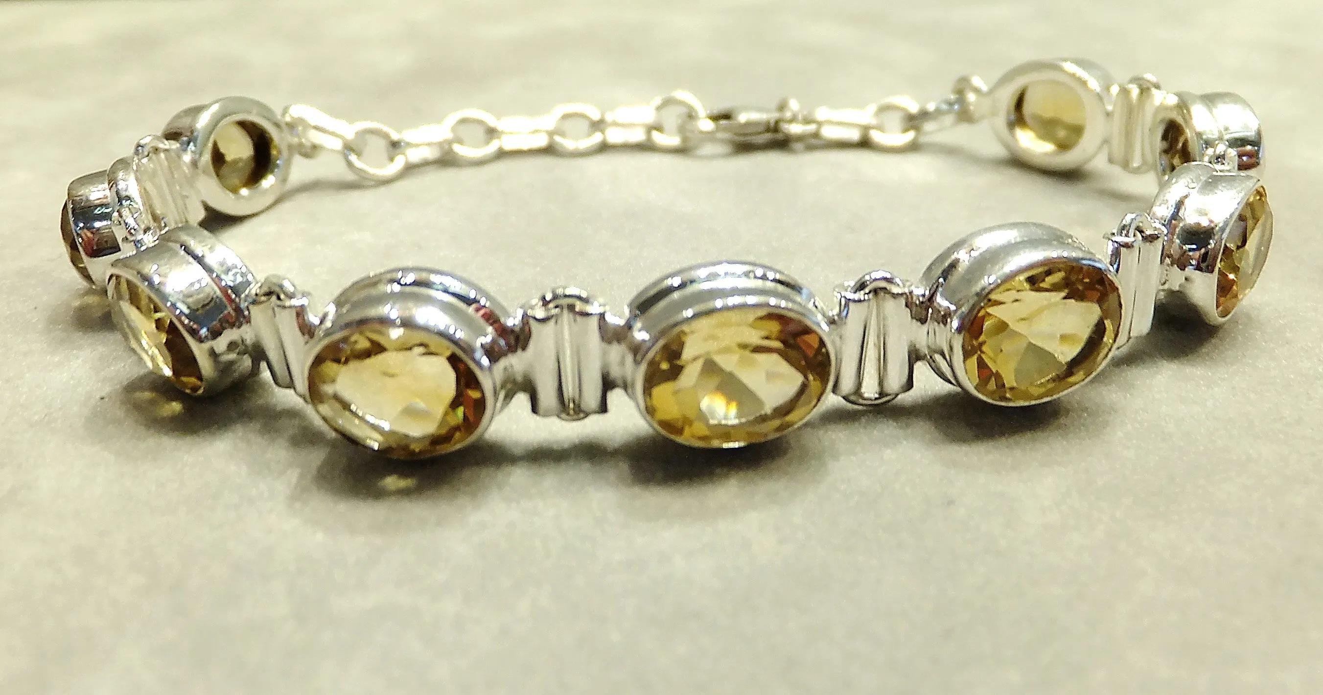 Citrine Tennis Style Gemstone Bracelet