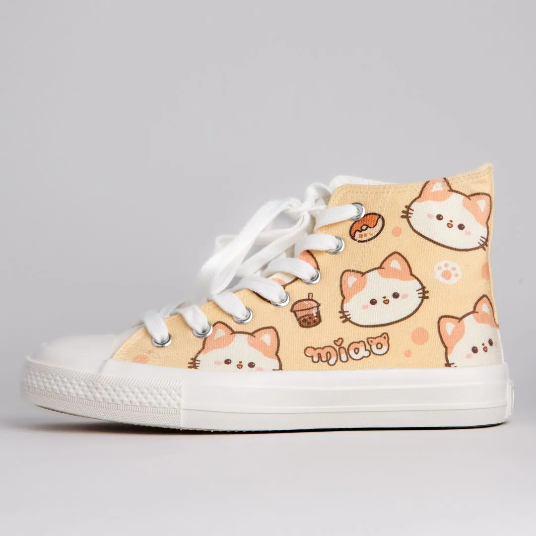 *CLEARANCE* Kawaii Miao Kitty High Top Canvas Shoes - Unisex