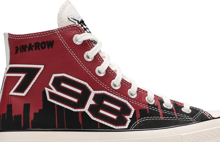 Converse Chinatown Market x Chuck 70 High Bulls Championship Jacket Sneakers, Red