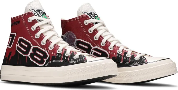 Converse Chinatown Market x Chuck 70 High Bulls Championship Jacket Sneakers, Red