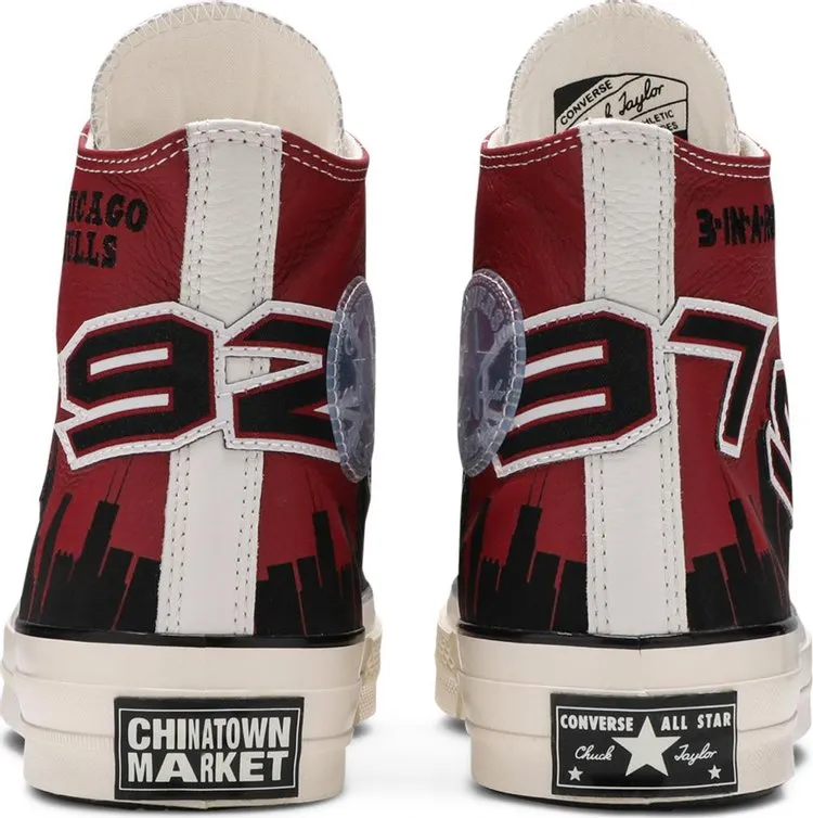 Converse Chinatown Market x Chuck 70 High Bulls Championship Jacket Sneakers, Red