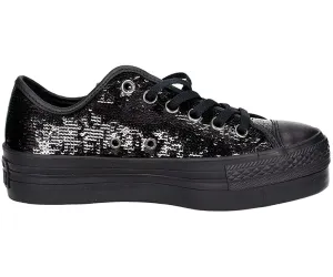 Converse sneakers da donna con paillette nere e zeppa 558984C nero