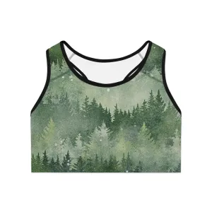 Crowgodshi Designer Forest Fog Sports Bra