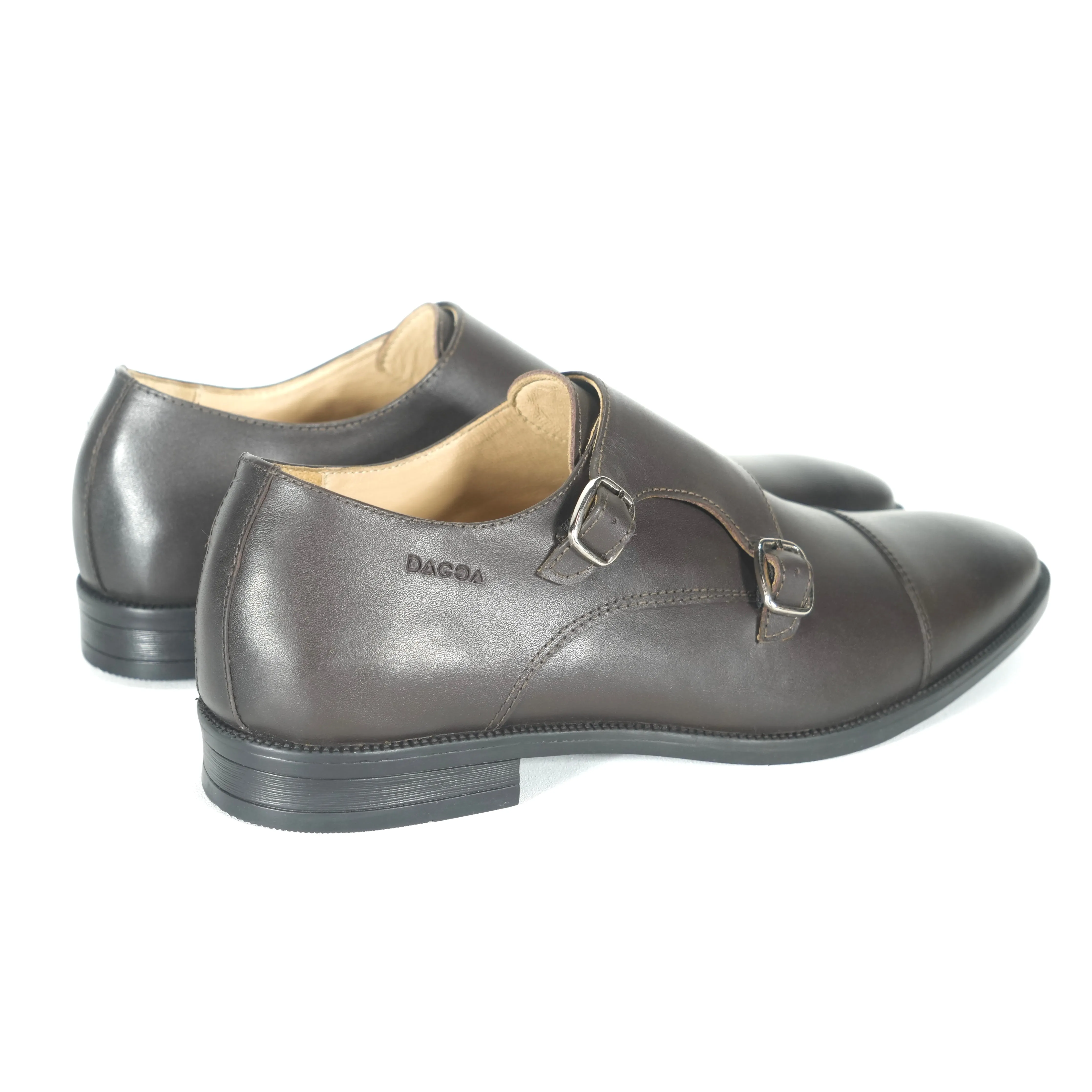 Dagga Men's Black / Brown Double Monk Leather Shoes