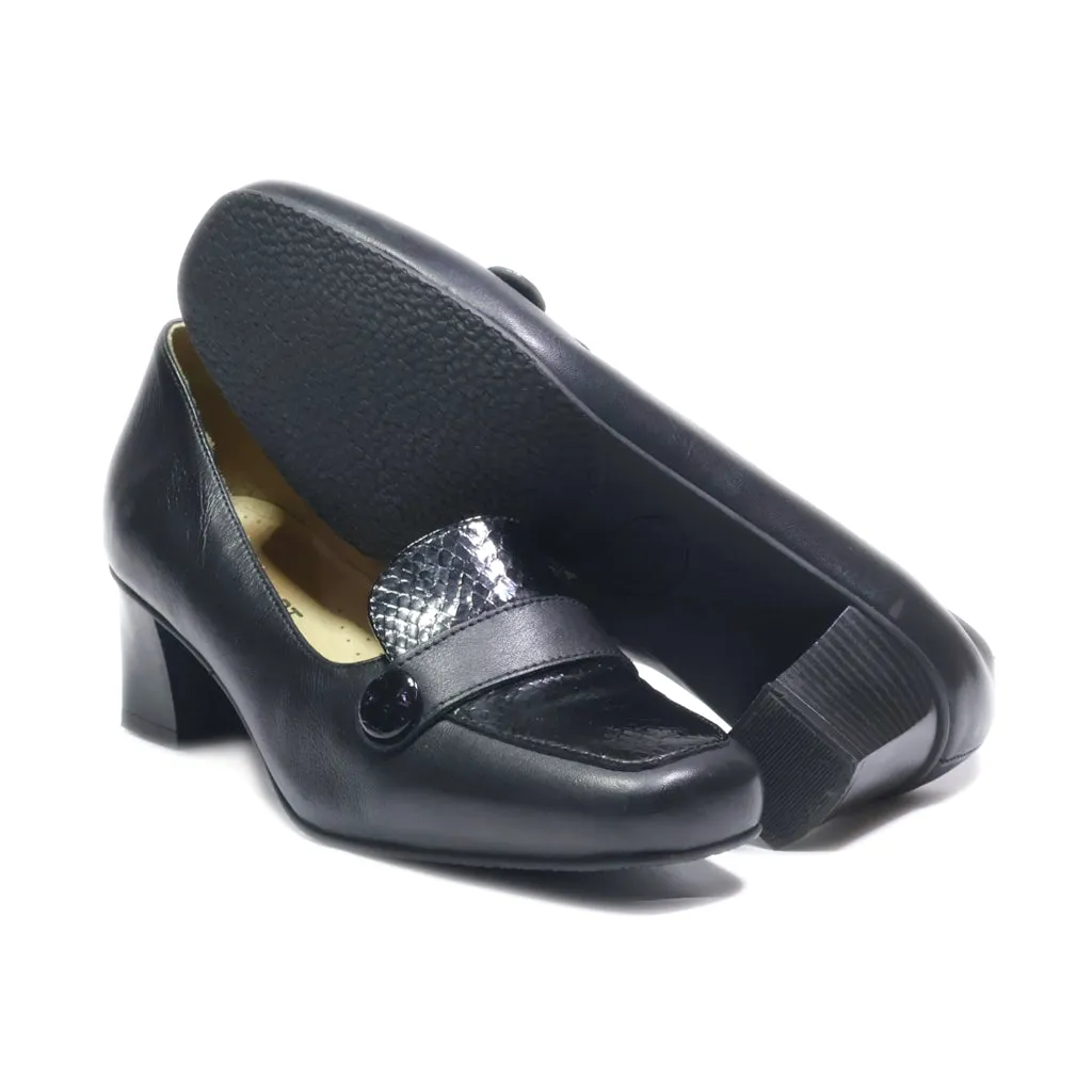 Damart Mid-Heel Shoes Leather Black Colour For Women