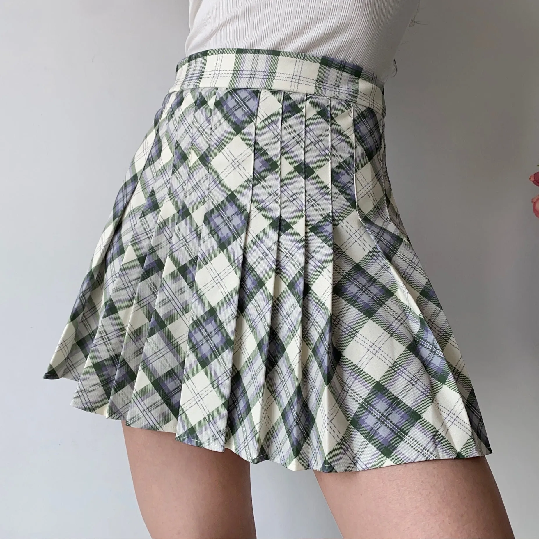 deanwangkt - Seoul Style Plaid Tennis Skirt // Mint