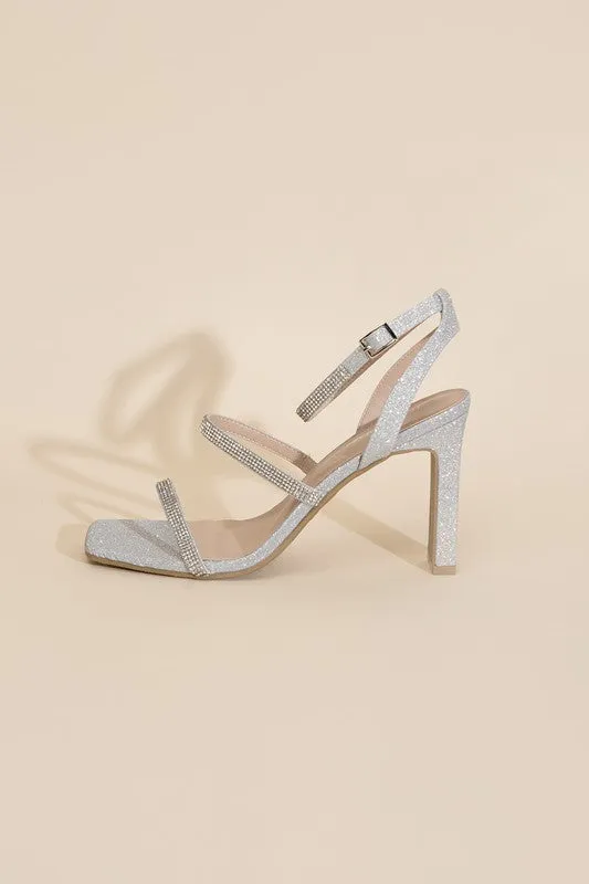 DEVIN-1 Silver Rhinestone Heels