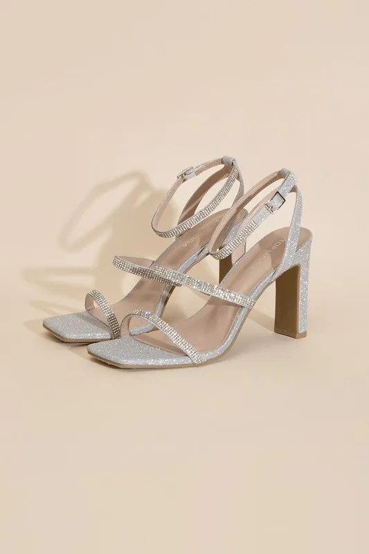 DEVIN-1 Silver Rhinestone Heels