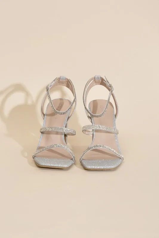 DEVIN-1 Silver Rhinestone Heels