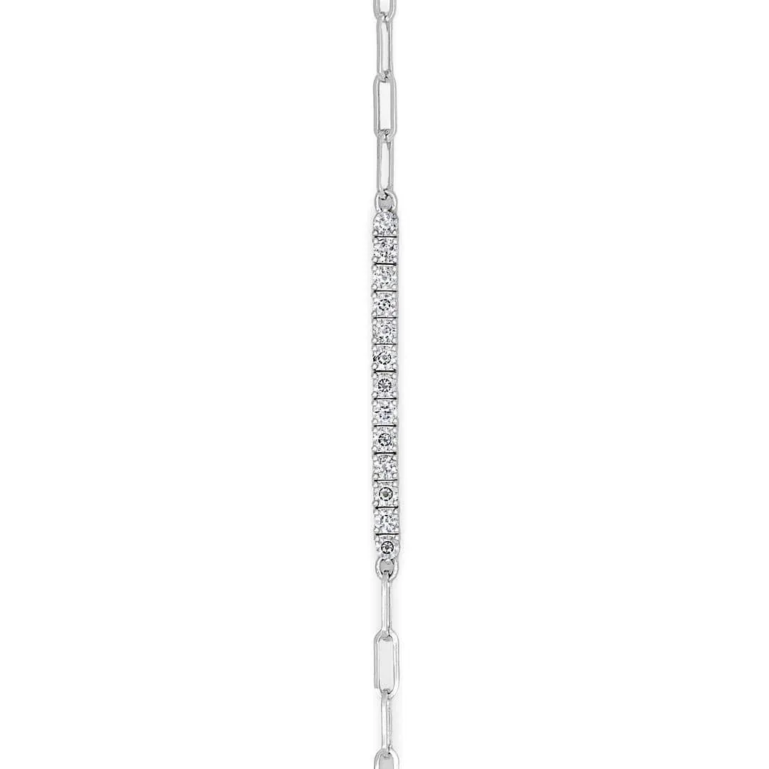 Diamond and White Gold Paperclip Chain Bracelet