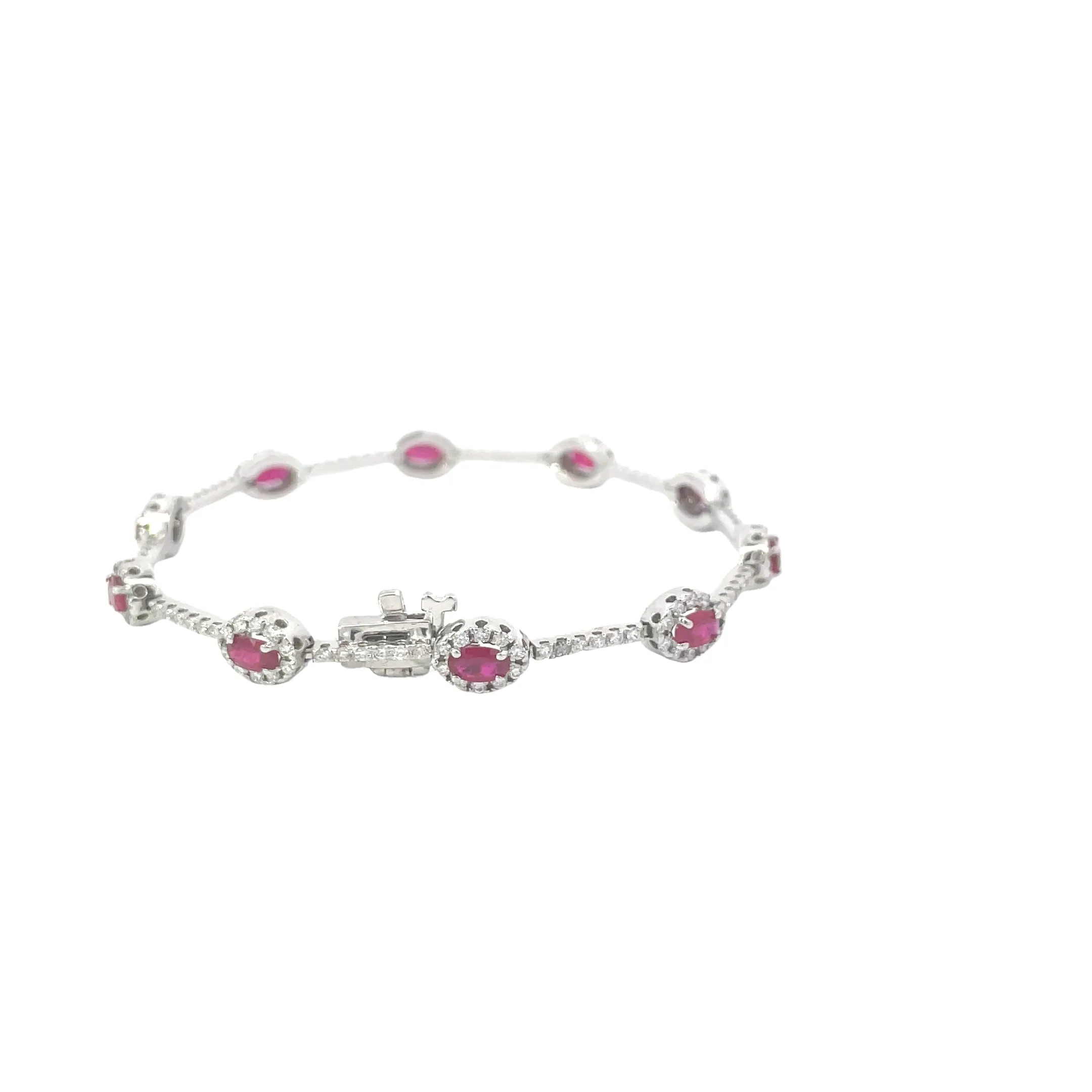 Diamond Halo Ruby Tennis Bracelet