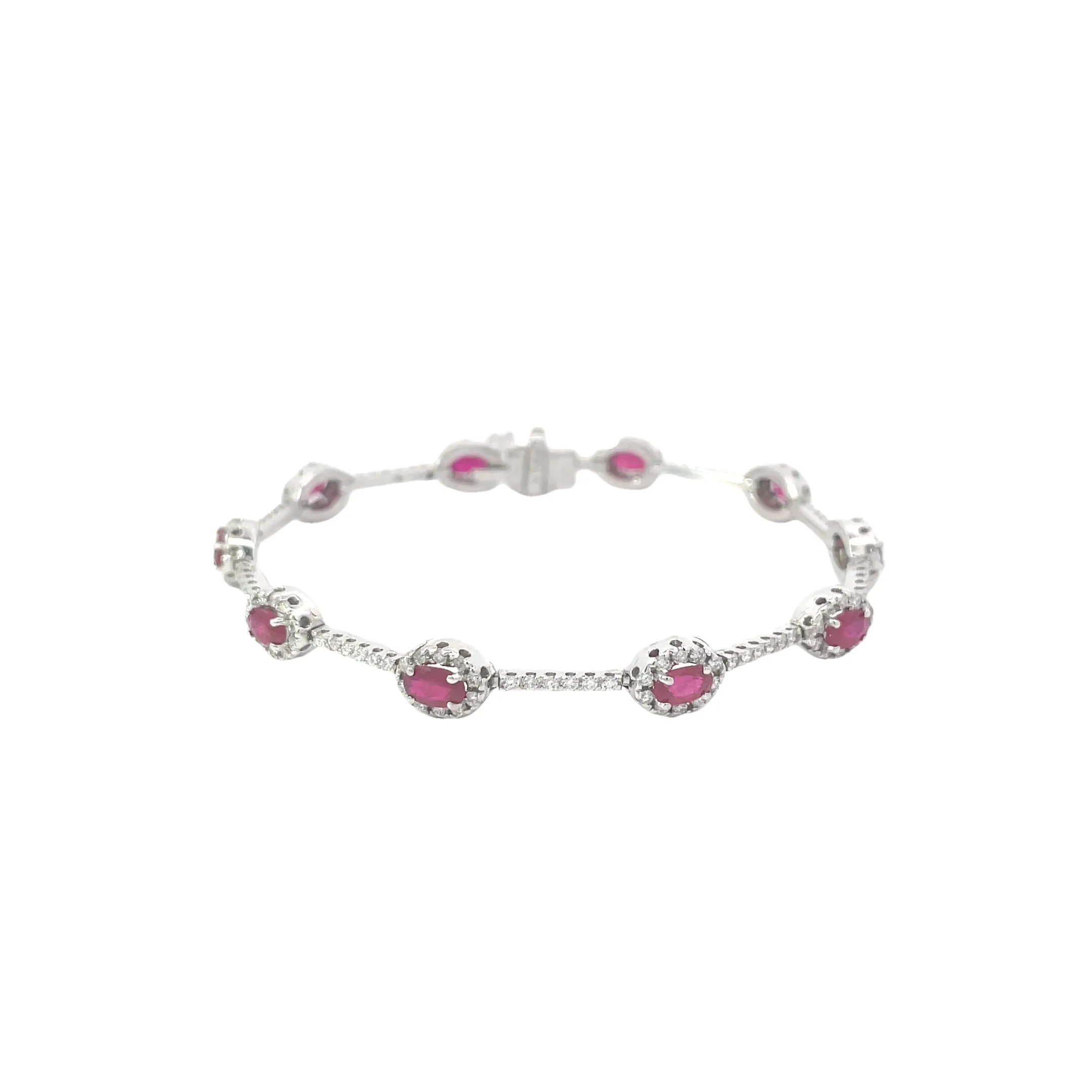 Diamond Halo Ruby Tennis Bracelet