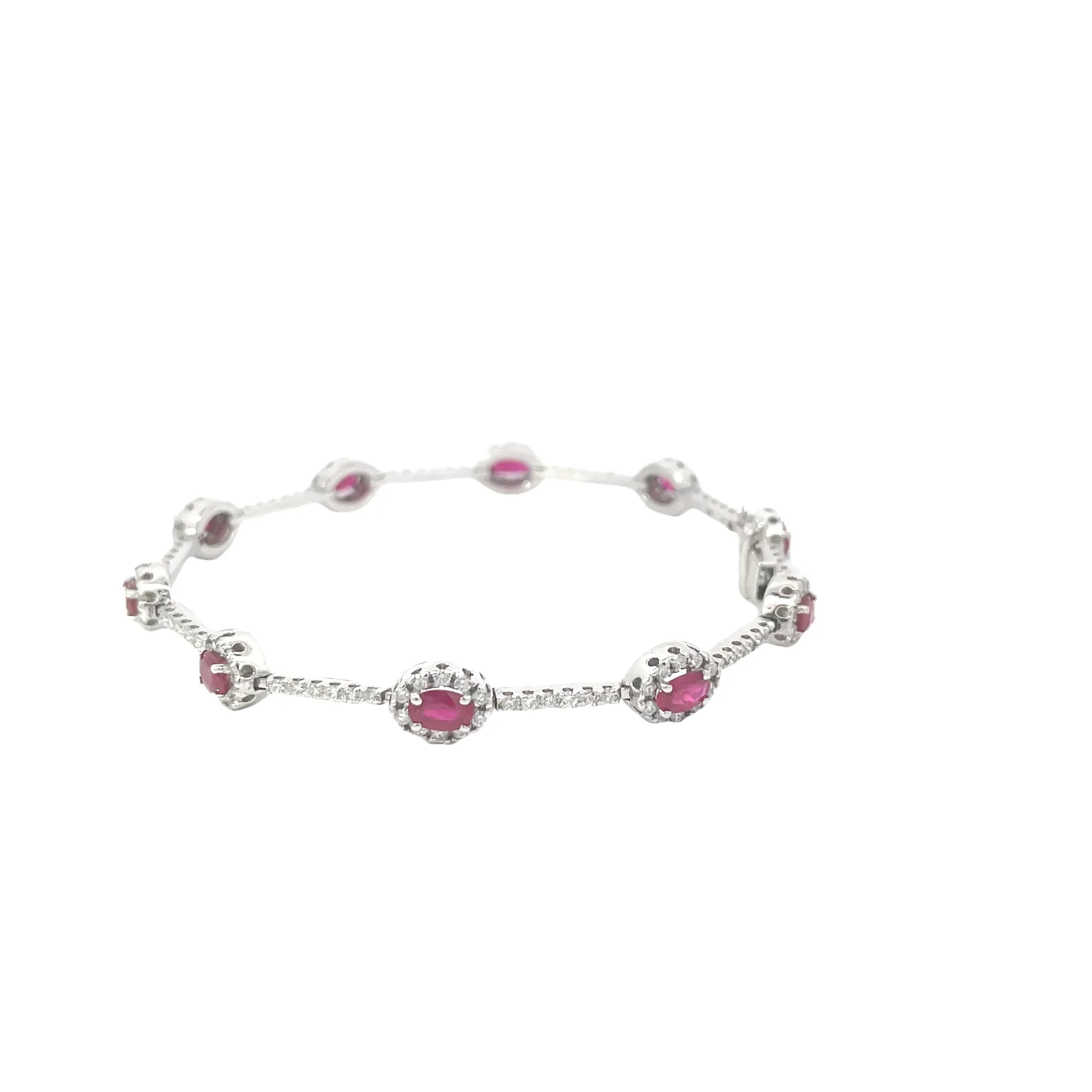 Diamond Halo Ruby Tennis Bracelet