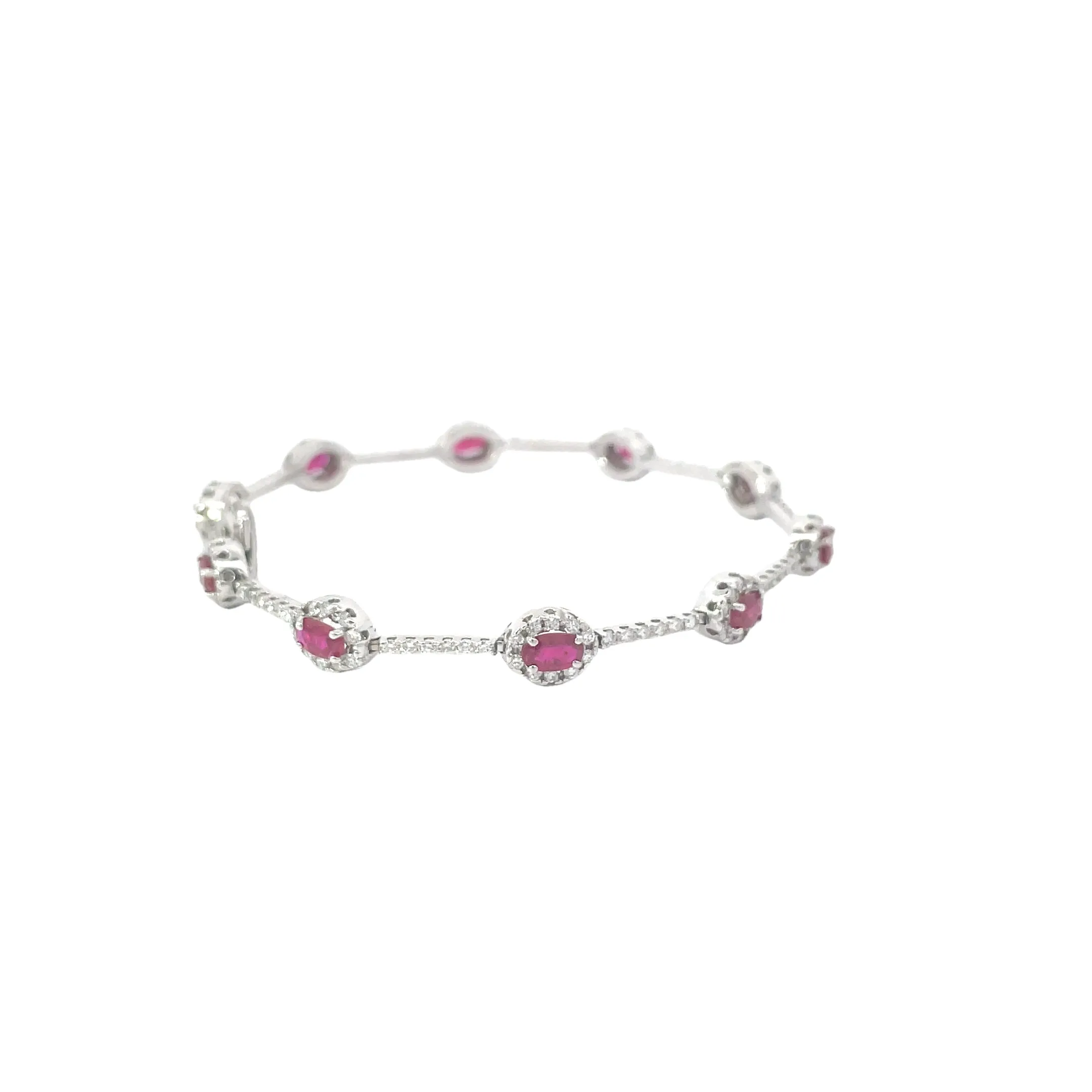 Diamond Halo Ruby Tennis Bracelet