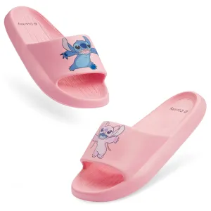 Disney Stitch Girls Sliders, Beach or Pool Shoes for Kids - Pink Stitch & Angel