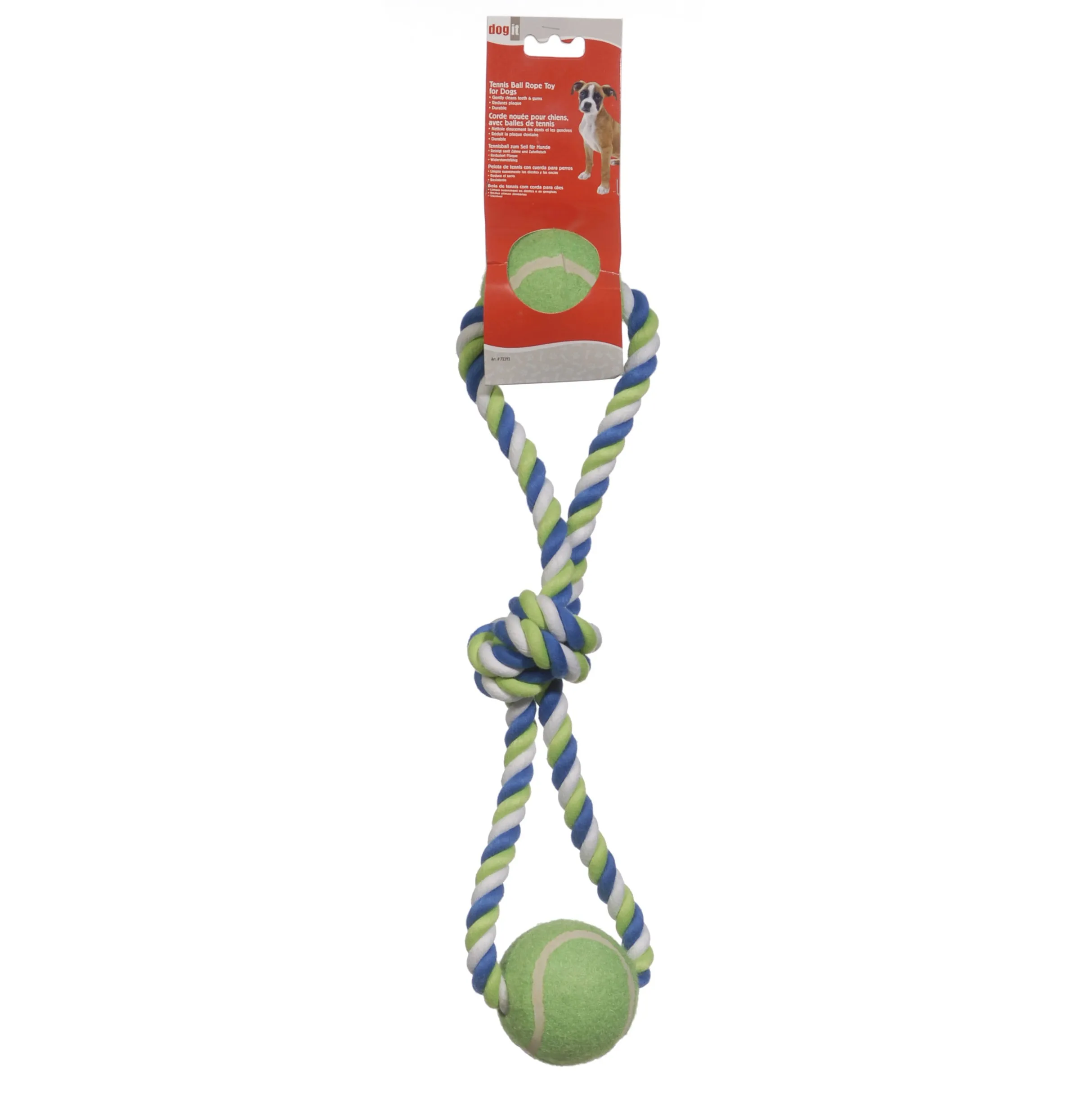 Dogit Striped Cotton Loop Tug with 2 Tennis Balls