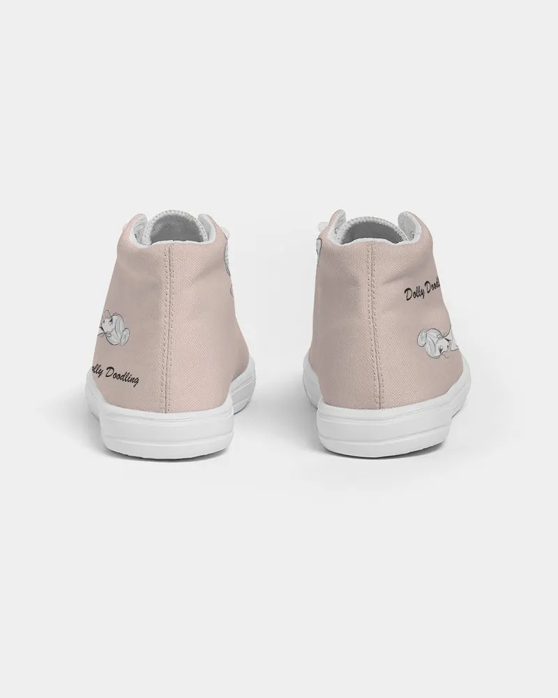 DOLLY DOODLING DOLLY PINK Kids Hightop Canvas Shoe