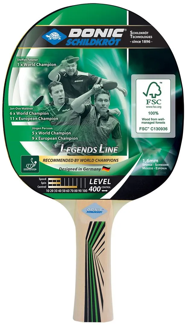 Donic Schildkrot Legends 400 FSC Table Tennis Paddle Bat ITTF Approved Racket